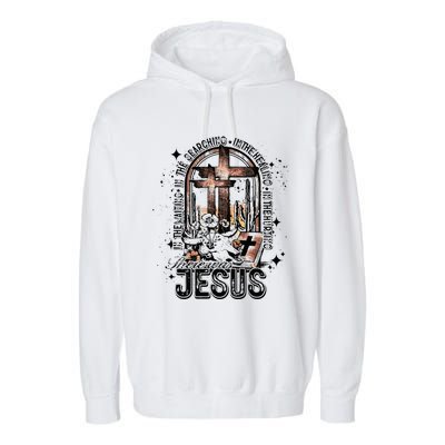 In The Waiting Searching Healing Hurting There Was Jesus Garment-Dyed Fleece Hoodie