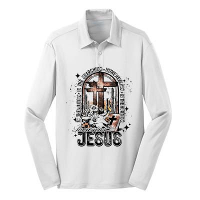 In The Waiting Searching Healing Hurting There Was Jesus Silk Touch Performance Long Sleeve Polo