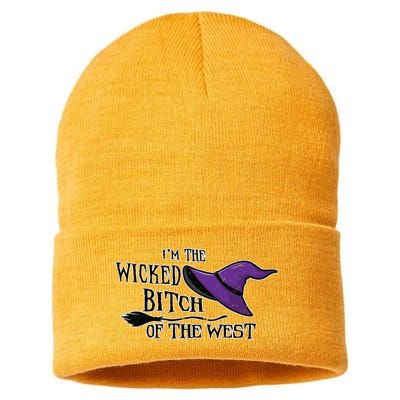 Im The Wicked B Of The West Halloween Witch Sassy Gift Sustainable Knit Beanie