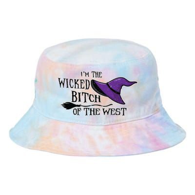 Im The Wicked B Of The West Halloween Witch Sassy Gift Tie Dye Newport Bucket Hat