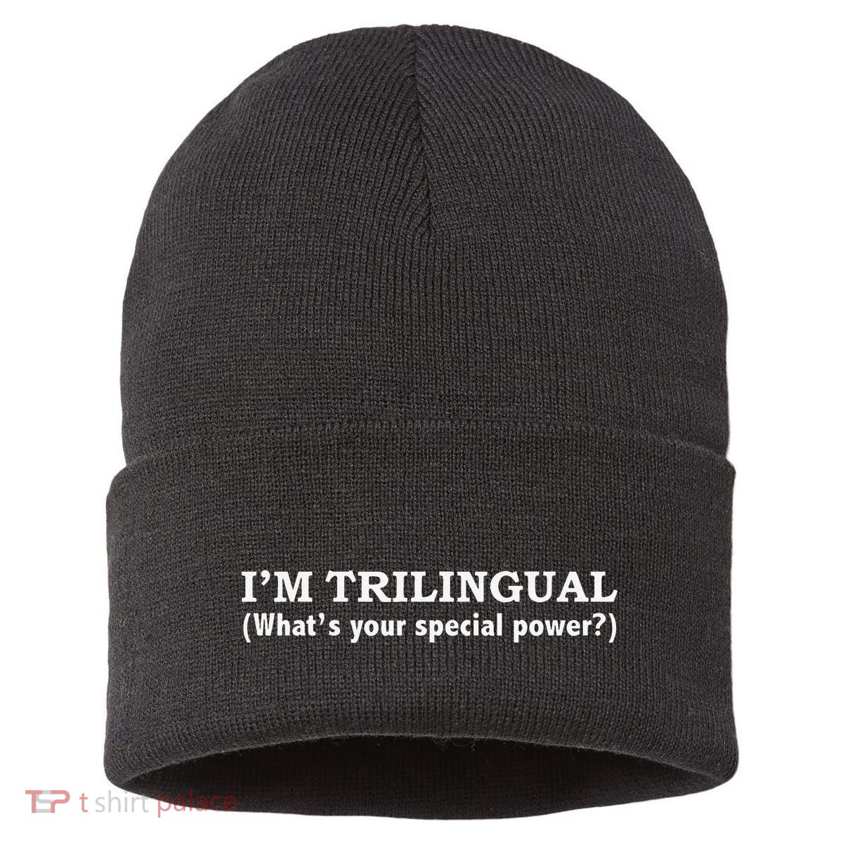 IM Trilingual WhatS Your Special Power Linguistics Sustainable Knit Beanie