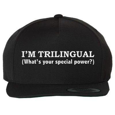 IM Trilingual WhatS Your Special Power Linguistics Wool Snapback Cap