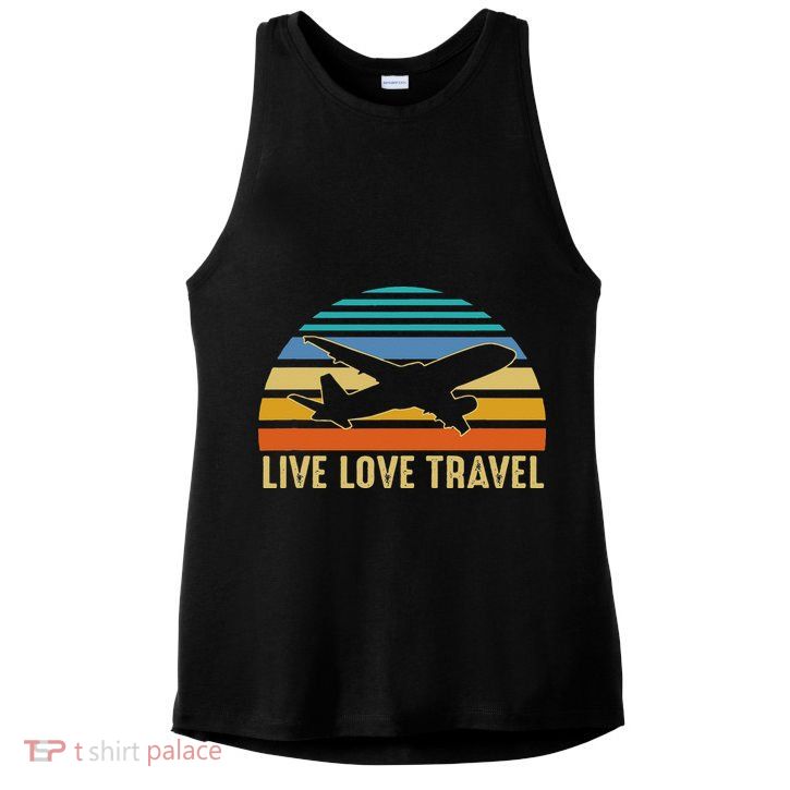International Traveler World Traveling Live Love Travel Ladies PosiCharge Tri-Blend Wicking Tank