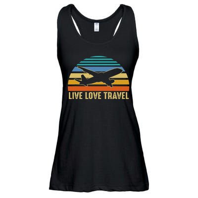 International Traveler World Traveling Live Love Travel Ladies Essential Flowy Tank