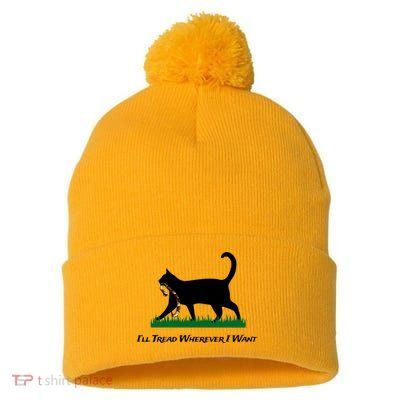 ILl Tread Wherever I Want Pom Pom 12in Knit Beanie