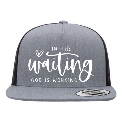 In The Waiting God Is Working Christian Easter Day Flat Bill Trucker Hat