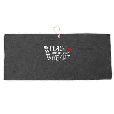 I Teach With All Your Heart Large Microfiber Waffle Golf Towel