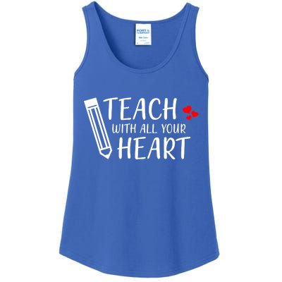 I Teach With All Your Heart Ladies Essential Tank