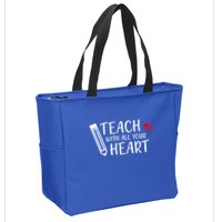 I Teach With All Your Heart Zip Tote Bag