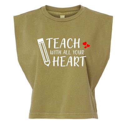 I Teach With All Your Heart Garment-Dyed Women's Muscle Tee