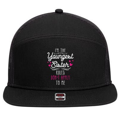 I'm The Youngest Sister Rules Don't Apply To Me Siblings 7 Panel Mesh Trucker Snapback Hat