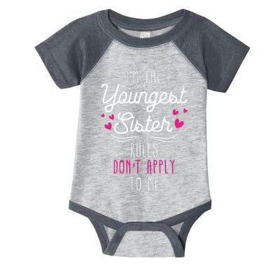 I'm The Youngest Sister Rules Don't Apply To Me Siblings Infant Baby Jersey Bodysuit