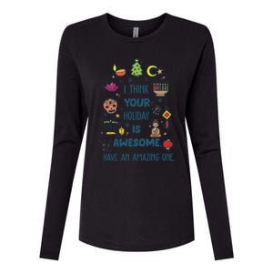 I Think Your Holiday Is Awesome Hanukkah Holiday Seasons Cute Gift Womens Cotton Relaxed Long Sleeve T-Shirt