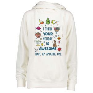 I Think Your Holiday Is Awesome Hanukkah Holiday Seasons Cute Gift Womens Funnel Neck Pullover Hood