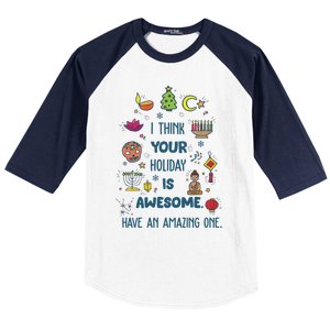 I Think Your Holiday Is Awesome Hanukkah Holiday Seasons Cute Gift Baseball Sleeve Shirt