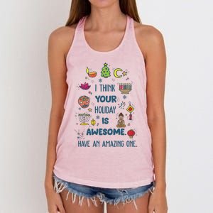 I Think Your Holiday Is Awesome Hanukkah Holiday Seasons Cute Gift Women's Knotted Racerback Tank