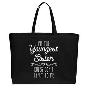 I'm The Youngest Sister Girl Rules Sisters Sibling Cotton Canvas Jumbo Tote