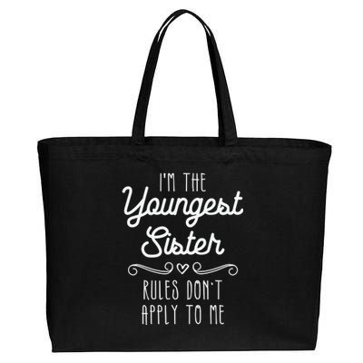 I'm The Youngest Sister Girl Rules Sisters Sibling Cotton Canvas Jumbo Tote