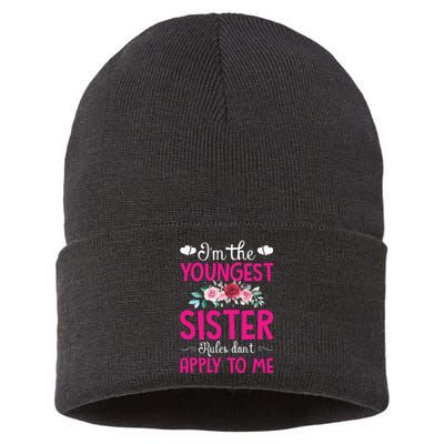 I'm The Youngest Sister Rules Don't Apply To Me Siblings Sustainable Knit Beanie