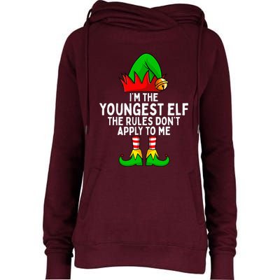 IM The Youngest Elf Matching Family Christmas Womens Funnel Neck Pullover Hood