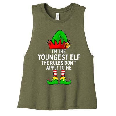 IM The Youngest Elf Matching Family Christmas Women's Racerback Cropped Tank