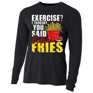 I Thought You Said Extra Fries Fast Food Lover French Fry Cooling Performance Long Sleeve Crew