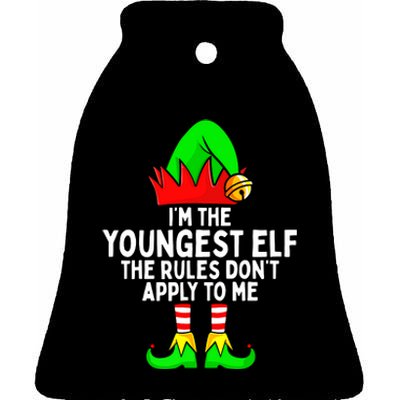 I'm The Youngest Elf Rules Don't Apply To Me Matching Ceramic Bell Ornament