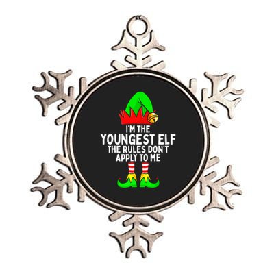 I'm The Youngest Elf Rules Don't Apply To Me Matching Metallic Star Ornament