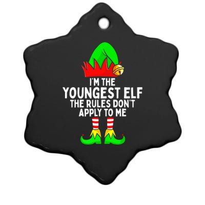 I'm The Youngest Elf Rules Don't Apply To Me Matching Ceramic Star Ornament