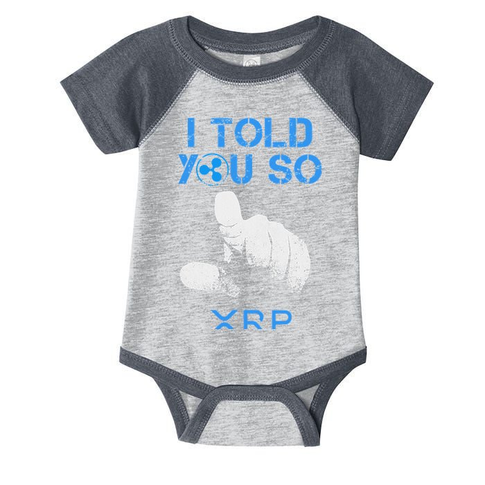 I Told You So Hodl Xrp Ripple Coin Blockchain Crypto Bullrun Infant Baby Jersey Bodysuit