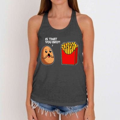 Is That You Bro Potato French Fry Vegetable Funny Food Pun Women's Knotted Racerback Tank