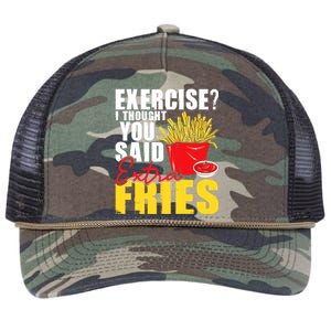 I Thought You Said Extra Fries Fast Food Lover French Fry Retro Rope Trucker Hat Cap