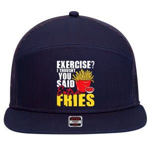 I Thought You Said Extra Fries Fast Food Lover French Fry 7 Panel Mesh Trucker Snapback Hat