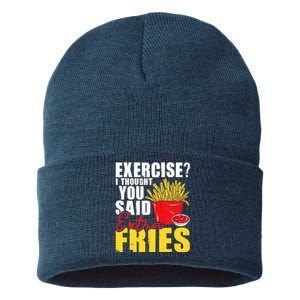 I Thought You Said Extra Fries Fast Food Lover French Fry Sustainable Knit Beanie