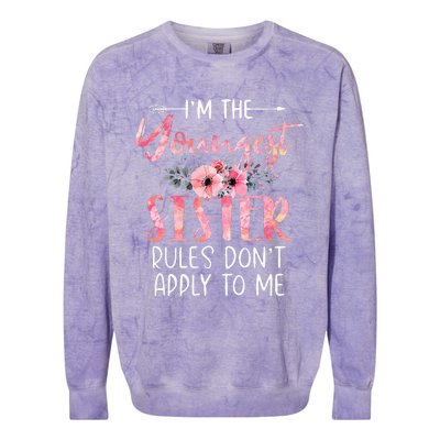 I'm The Youngest Sister Rules Don't Apply To Me Floral Cute Colorblast Crewneck Sweatshirt