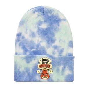 I Think You're Overreacting Funny Nerd Chemistry Lover Tie Dye 12in Knit Beanie