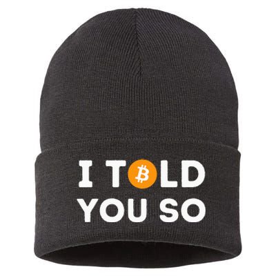 I Told You So Funny Crypto Trader Btc Bitcoin Investor Sustainable Knit Beanie