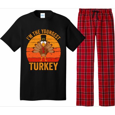 Im The Youngest Turkey Cool Gift Funny Thanksgiving Day Gift Pajama Set