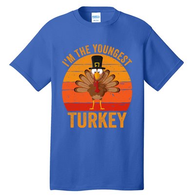 Im The Youngest Turkey Cool Gift Funny Thanksgiving Day Gift Tall T-Shirt