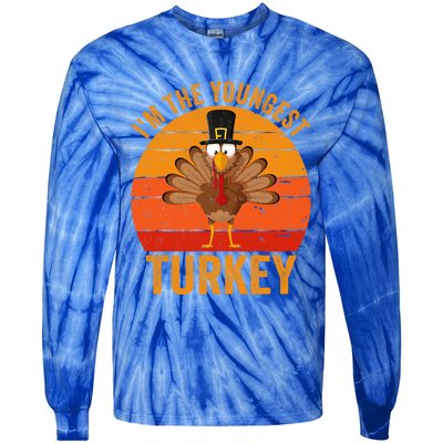 Im The Youngest Turkey Cool Gift Funny Thanksgiving Day Gift Tie-Dye Long Sleeve Shirt