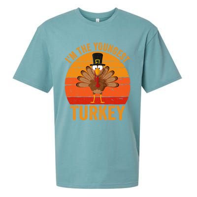 Im The Youngest Turkey Cool Gift Funny Thanksgiving Day Gift Sueded Cloud Jersey T-Shirt