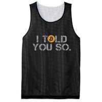 I Told You So Bitcoin Funny Btc Crypto Cryptocurrency Trader Mesh Reversible Basketball Jersey Tank