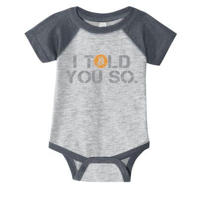 I Told You So Bitcoin Funny Btc Crypto Cryptocurrency Trader Infant Baby Jersey Bodysuit