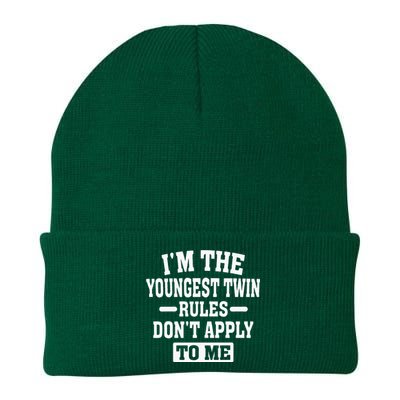 Im The Youngest Twin Rules Dont Apply To Me Knit Cap Winter Beanie