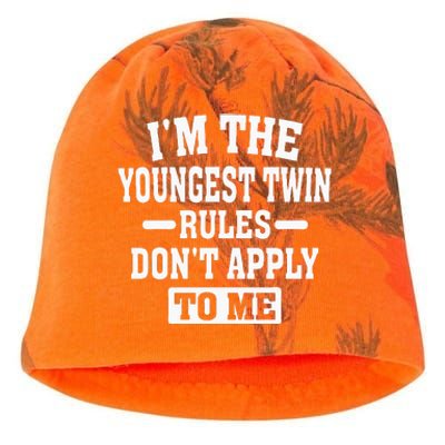 Im The Youngest Twin Rules Dont Apply To Me Kati - Camo Knit Beanie