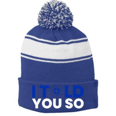 I Told You Cardano Ada Token Millionaire Coin Gift Stripe Pom Pom Beanie