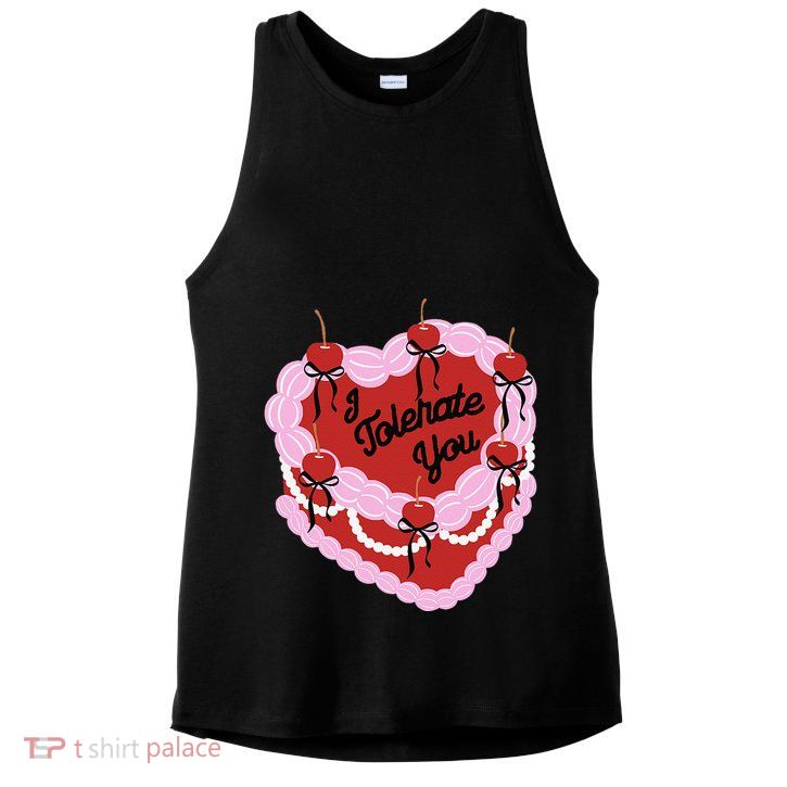 I Tolerate You Heart Cherry Cake Valentines Love To All Ladies PosiCharge Tri-Blend Wicking Tank