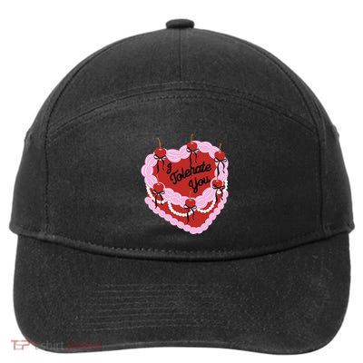 I Tolerate You Heart Cherry Cake Valentines Love To All 7-Panel Snapback Hat