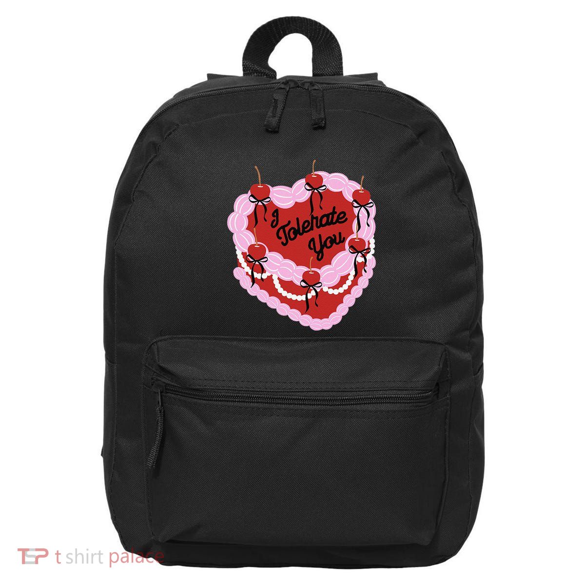 I Tolerate You Heart Cherry Cake Valentines Love To All 16 in Basic Backpack