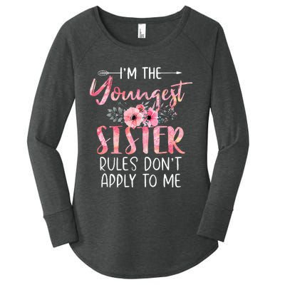 IM The Youngest Sister Rules DonT Apply To Me Floral Cute Women's Perfect Tri Tunic Long Sleeve Shirt